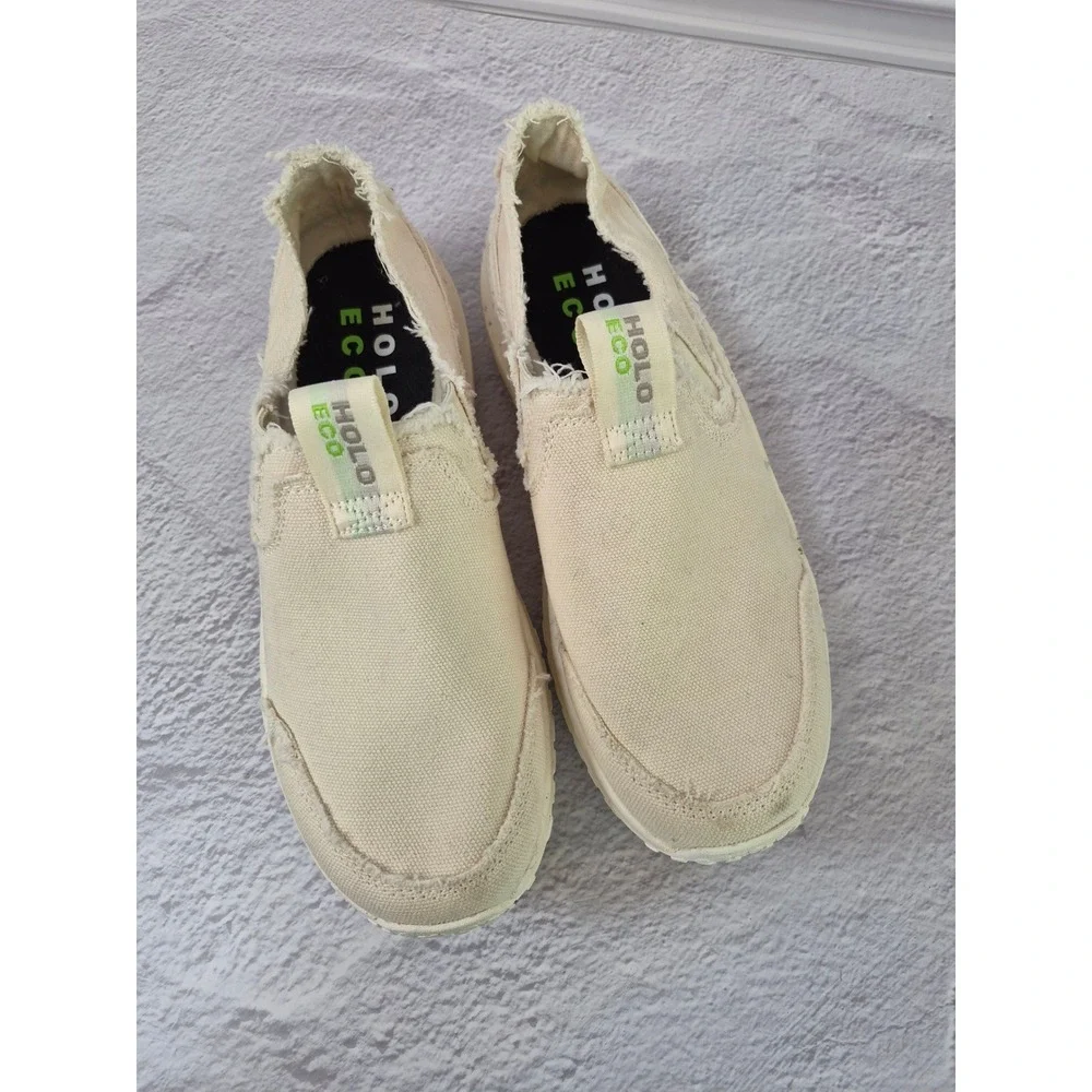 HOLO Eco Footwear Athena Moc Womens Size 8 Canvas Lightweight Slip On Shoes